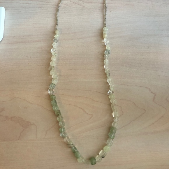 Handmade Shades of Green Stone Beaded Necklace with Silver Beads - Picture 1 of 1